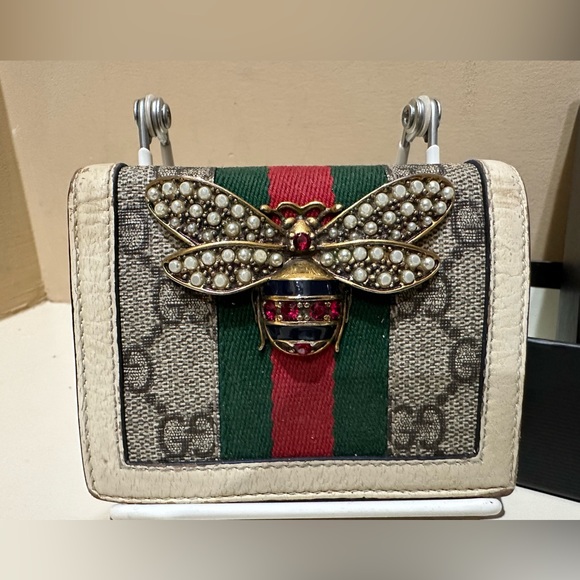 Gucci Cream Queen Margaret GG Coated Leather Compact Wallet W/Box and Dustbag - Picture 2 of 13